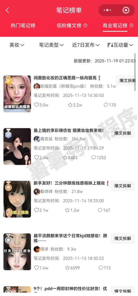 如何利用薯薯秀小程序发现小红书爆文和拆解爆文？方法揭秘